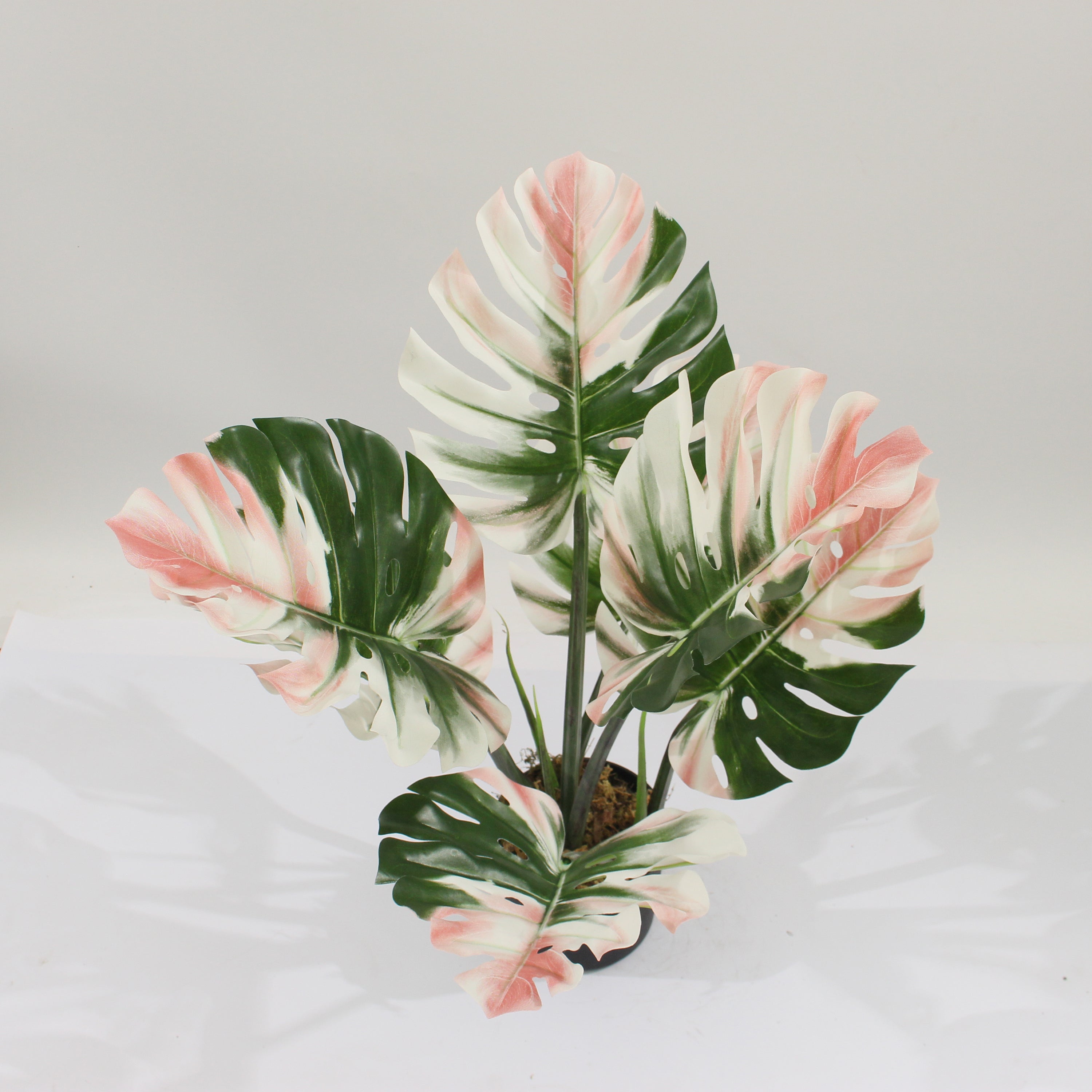 Marcolo 90cm Artificial Monstera Plant Pink Variegated Leaves