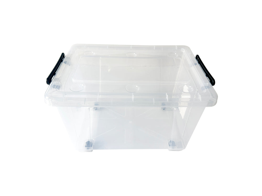 38L Plastic Storage Box with Lid – Transparent Stackable Organizer with Handles