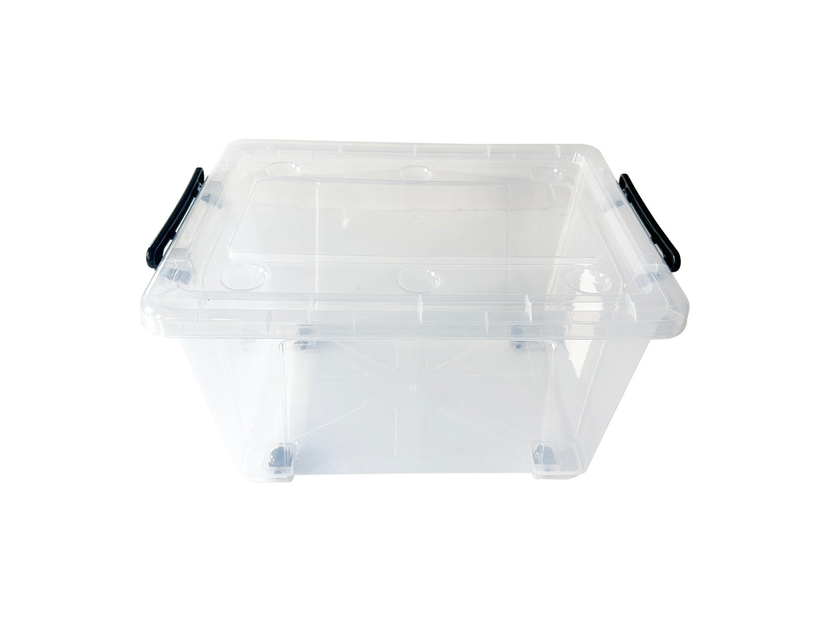 Marcolo 38L transparent storage box with black handles