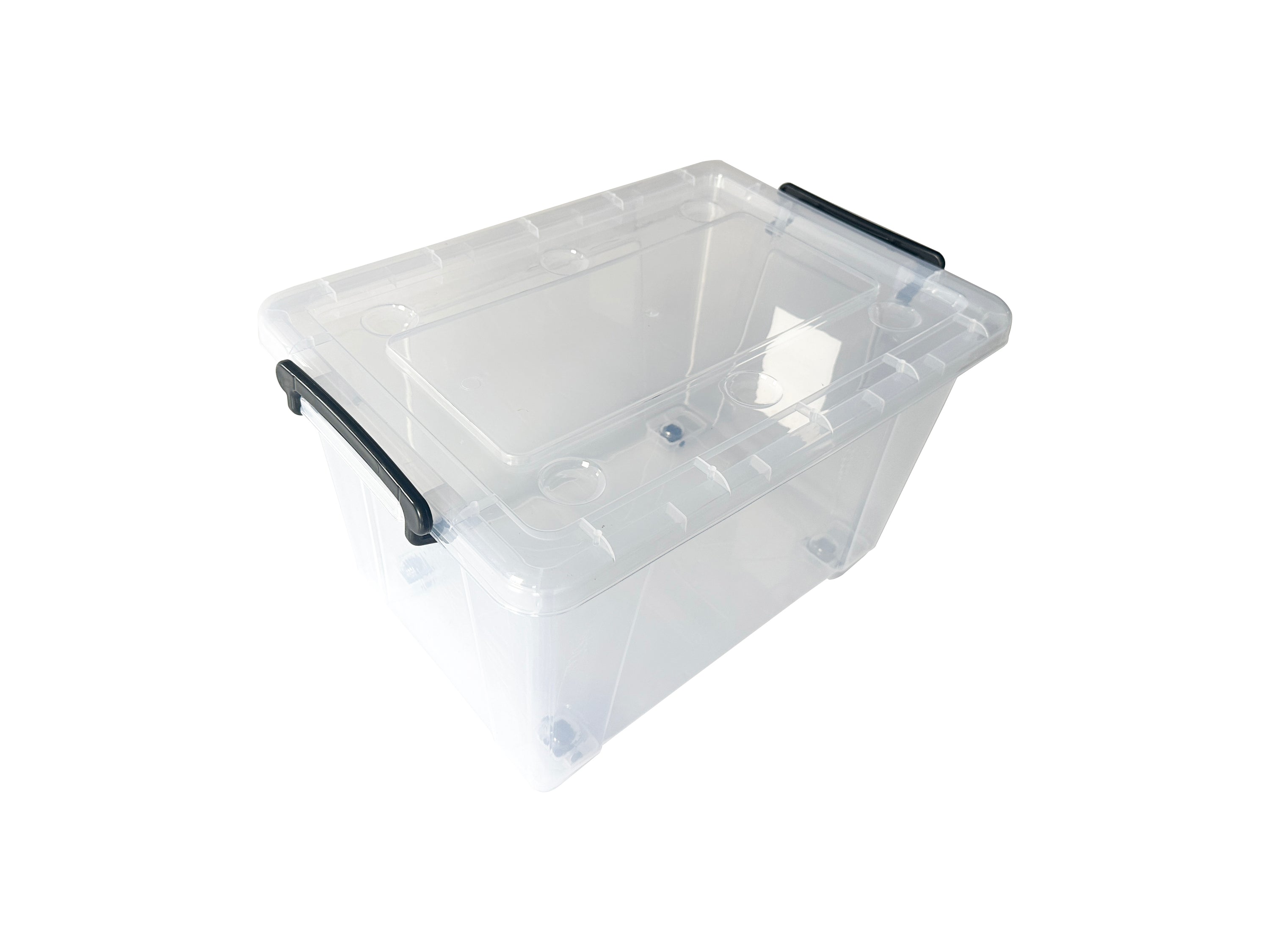 38L Plastic Storage Box with Lid – Transparent Stackable Organizer with Handles