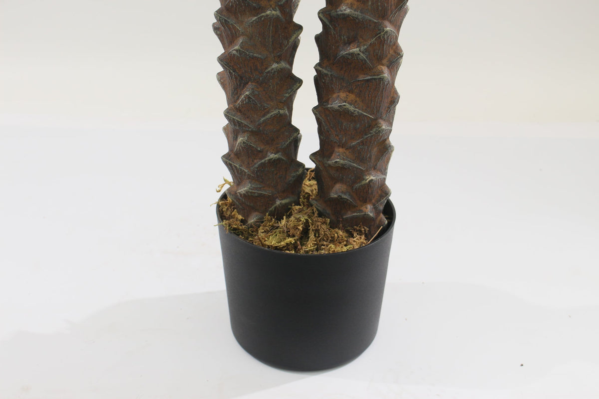 Marcolo artificial palm tree base in a sleek black pot.