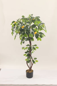 Marcolo artificial lemon tree with pot, 120 cm, full-length view with yellow lemons