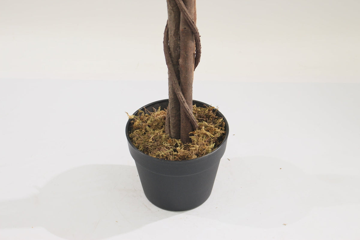 Base of the Marcolo 150 cm artificial lemon tree with a twisted trunk in a black pot