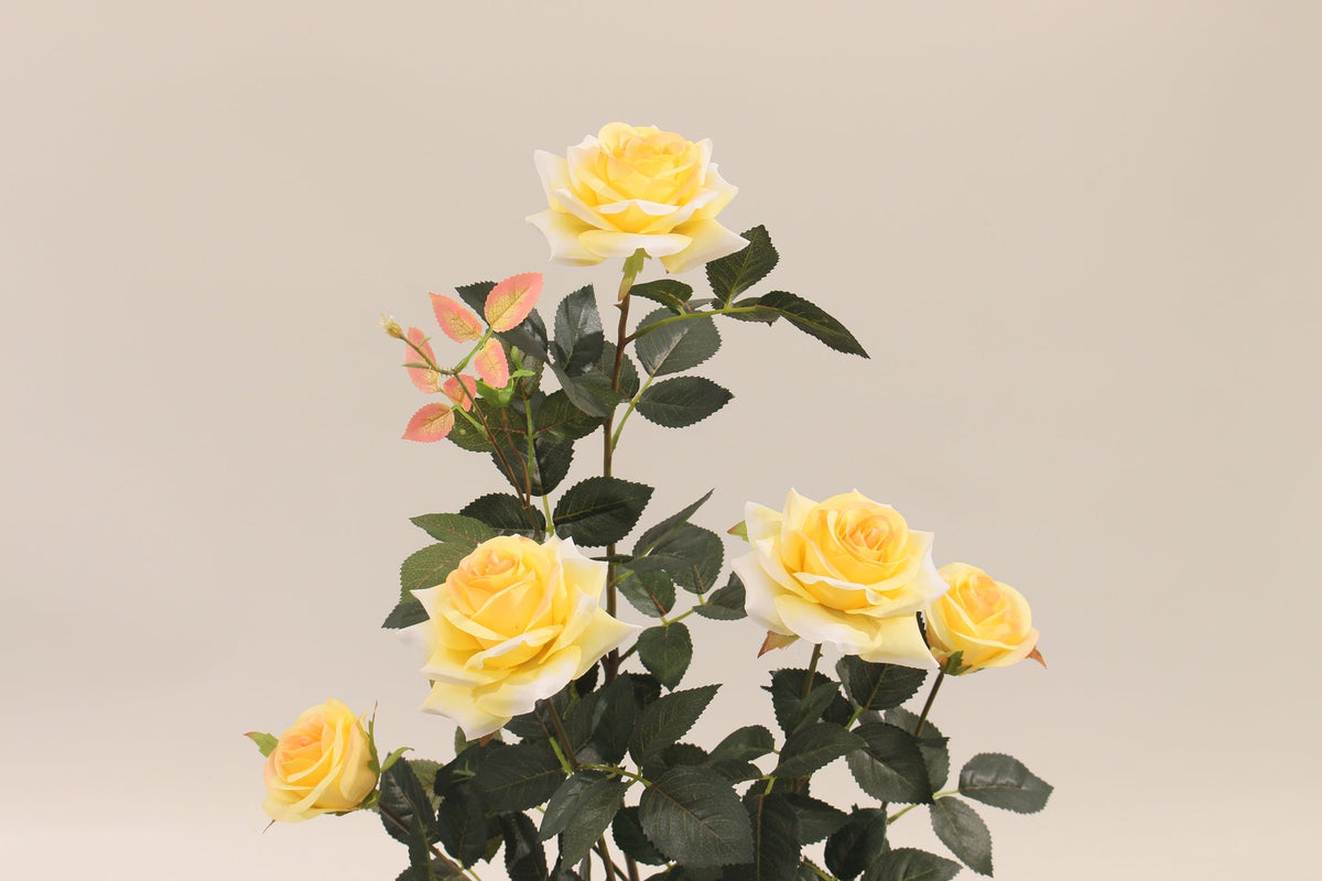 Close-up of the yellow roses on the Marcolo 78 cm artificial rose plant