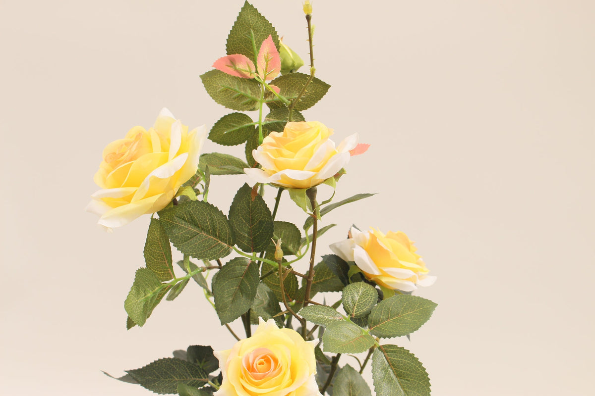 Close-up of Marcolo 45cm yellow artificial rose plant