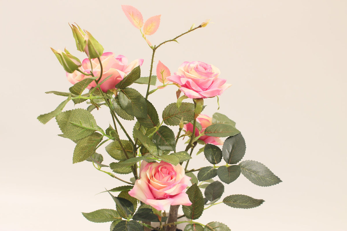 Close-up of the pink roses on the Marcolo 45 cm artificial rose plant