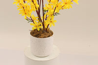 Yellow artificial cherry tree in a white pot by Marcolo.