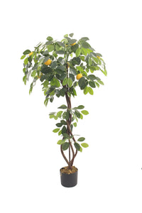 Marcolo artificial lemon tree with pot, 120 cm, on a white background