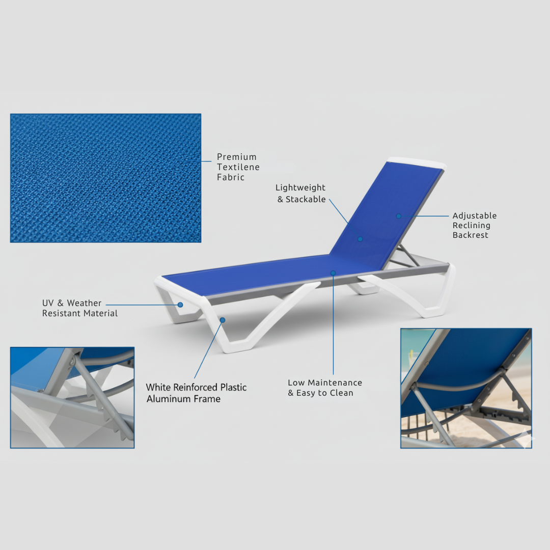 Java Sun Lounger – Premium Textilene, Adjustable Backrest & Reinforced Frame