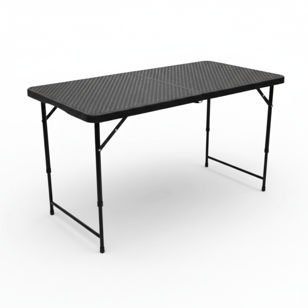 4FT Rattan Folding Table – Extra Sturdy, Weather-Resistant & Space-Saving (Black)