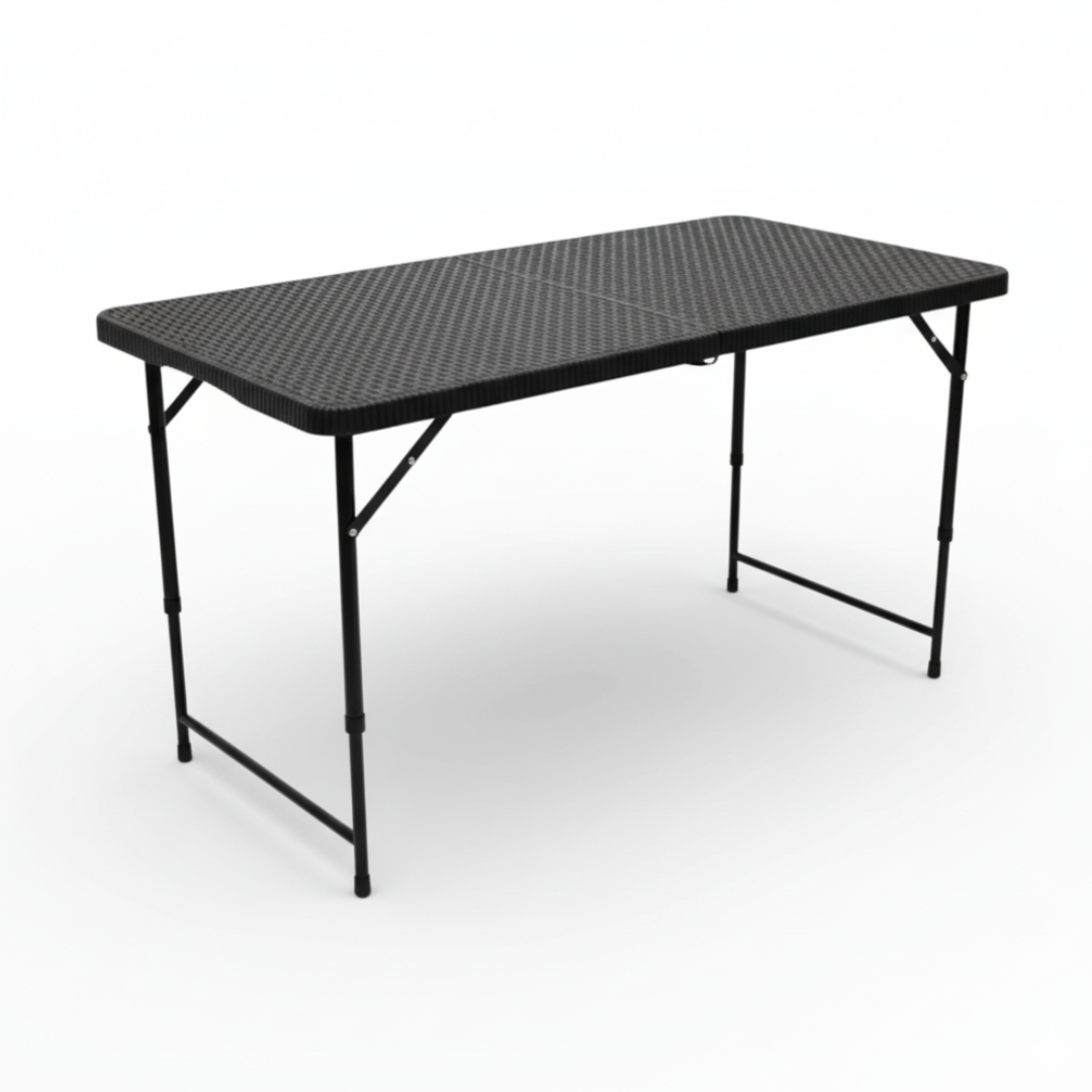 4FT Rattan Folding Table – Extra Sturdy, Weather-Resistant & Space-Saving (Black)
