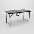 4FT Woodgrain Folding Table – Extra Sturdy, Weather-Resistant & Space-Saving (Black)