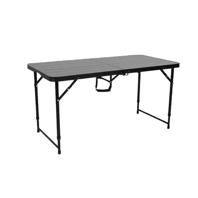4 ft Woodgrain Folding Table, Black