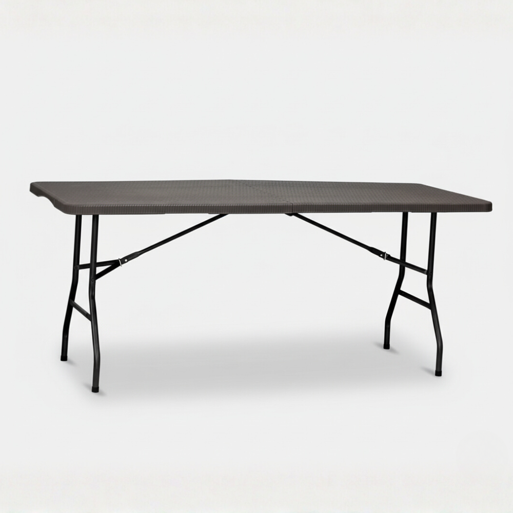 6FT Rattan Folding Table – Extra Sturdy, Weather-Resistant & Space-Saving (Black)