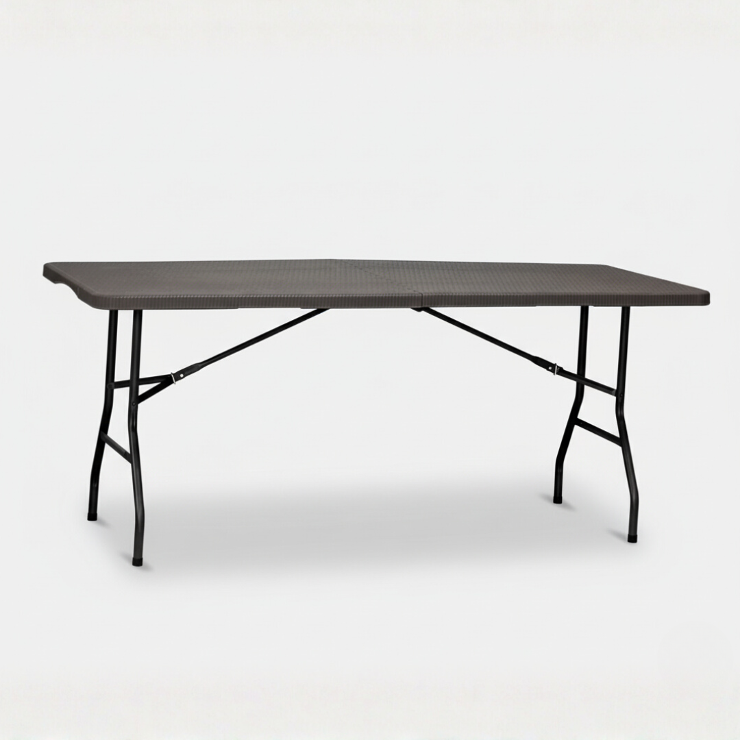 6FT Rattan Folding Table – Extra Sturdy, Weather-Resistant & Space-Saving (Black)