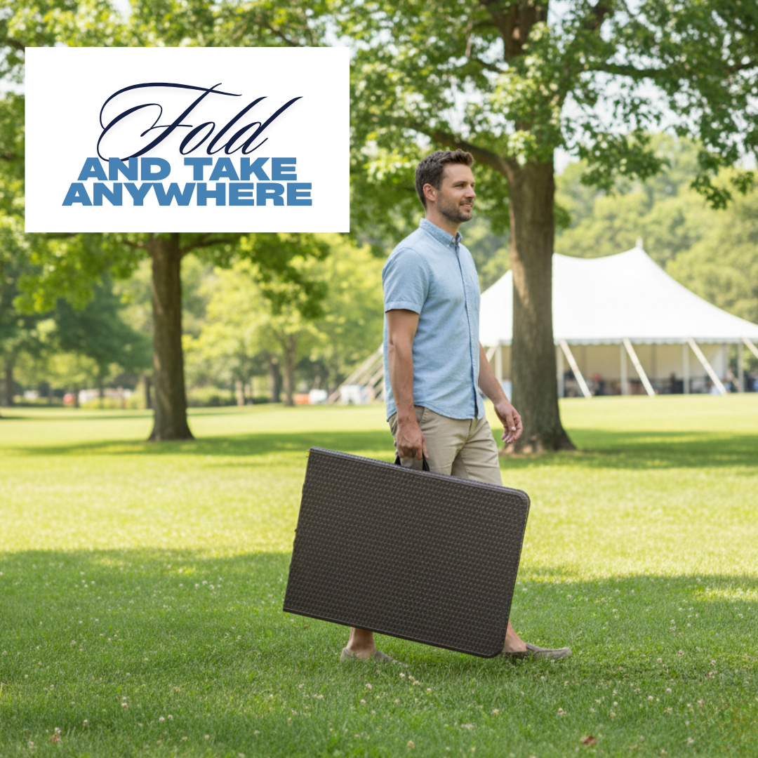 4FT Rattan Folding Table – Extra Sturdy, Weather-Resistant & Space-Saving (Black)