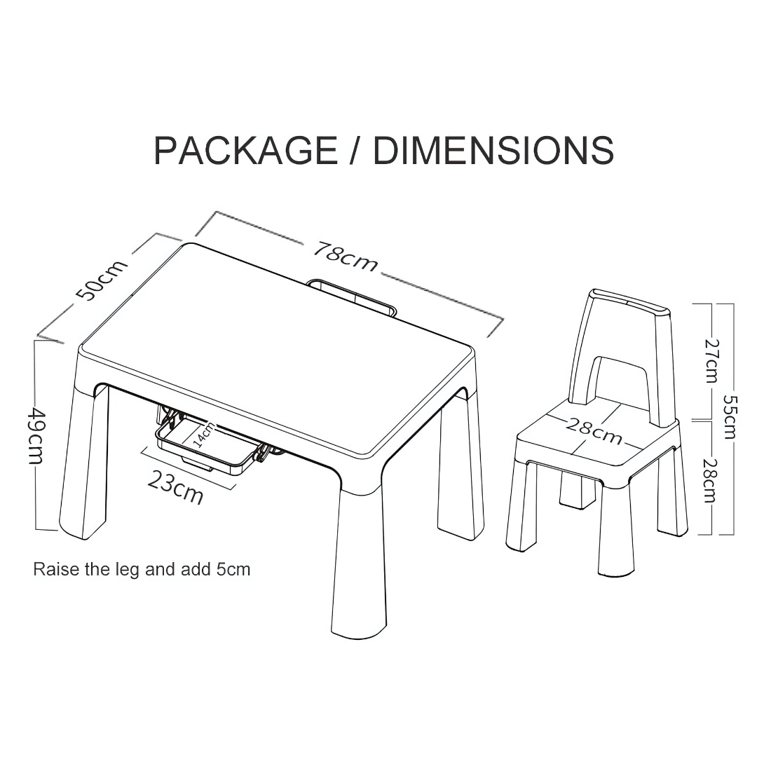Kids Table and Chairs Set with Storage Drawers – Durable Plastic Play & Study Table with 2 Chairs