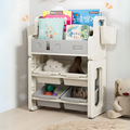 3-Layer Kids Bookshelf with Storage Baskets – Multi-Purpose Organizer for Toys, Books & Stationery, BPA-Free Plastic