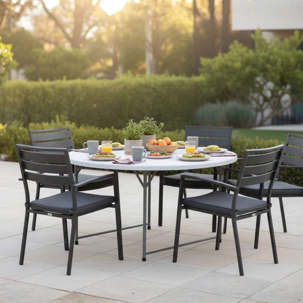 4FT Round Center Folding Table – White (120×74 cm)