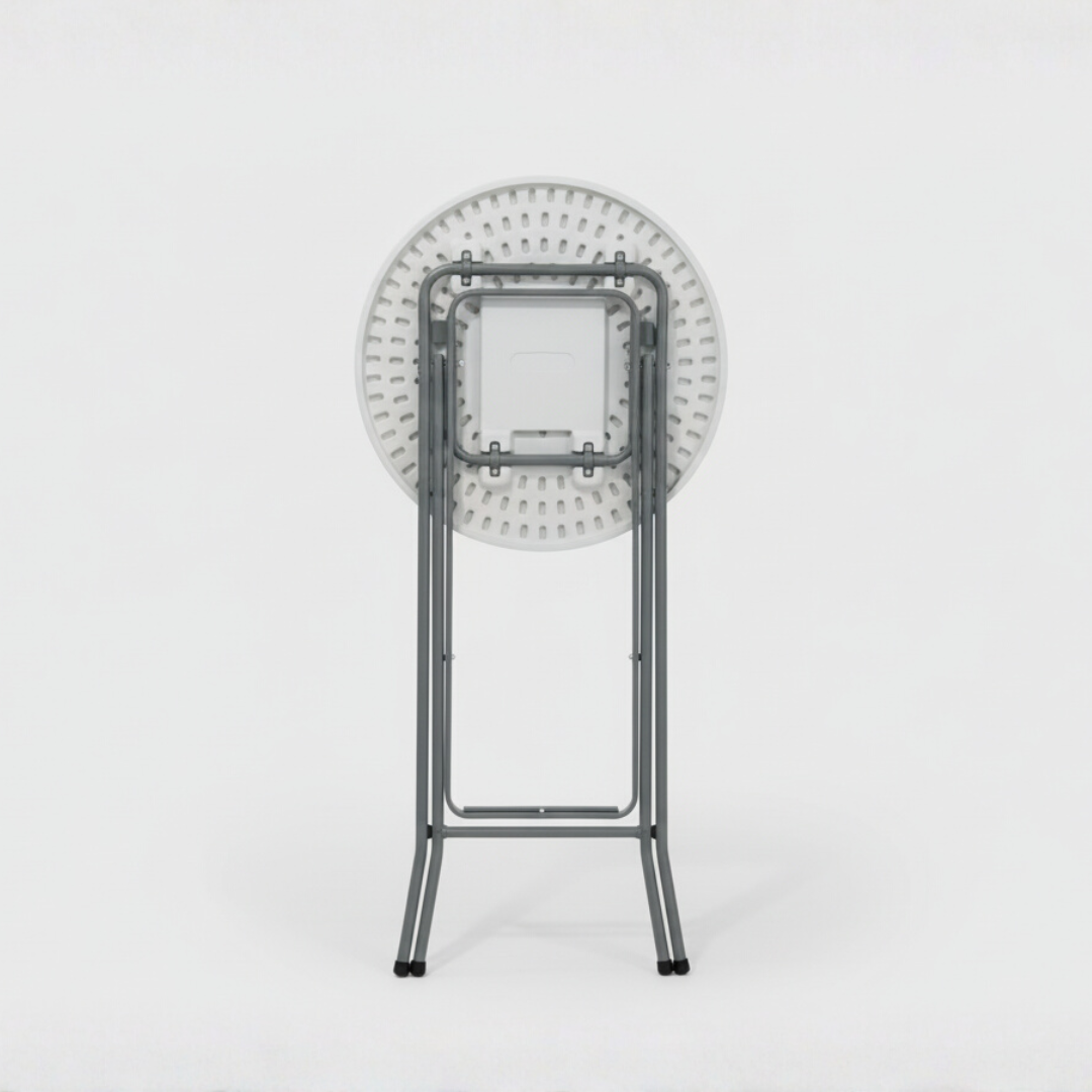 60CM Round Cocktail Table – Extra Sturdy, Weather-Resistant & Foldable (White)