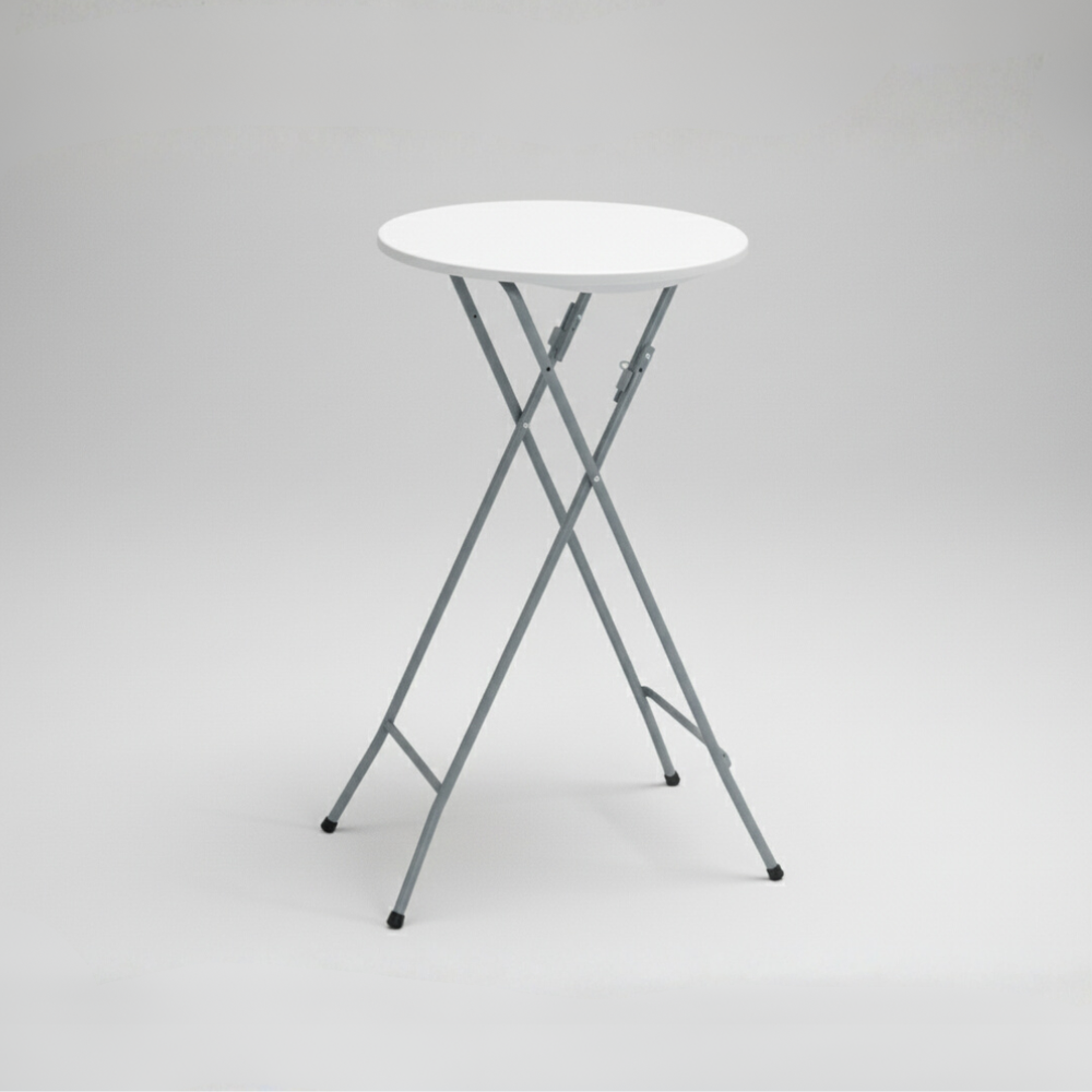 60CM Round Cocktail Table – Extra Sturdy, Weather-Resistant & Foldable (White)