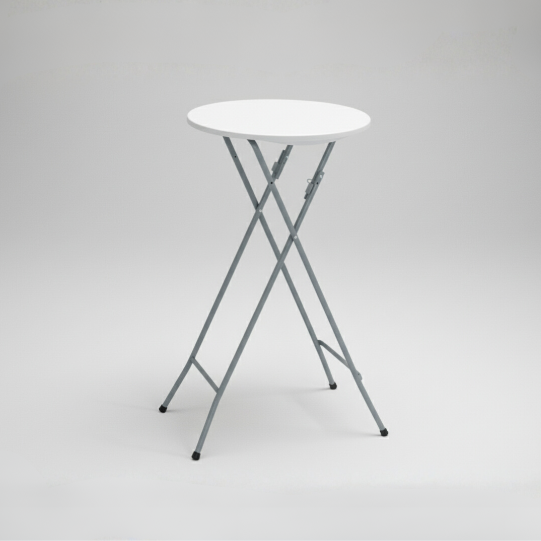 60CM Round Cocktail Table – Extra Sturdy, Weather-Resistant & Foldable (White)
