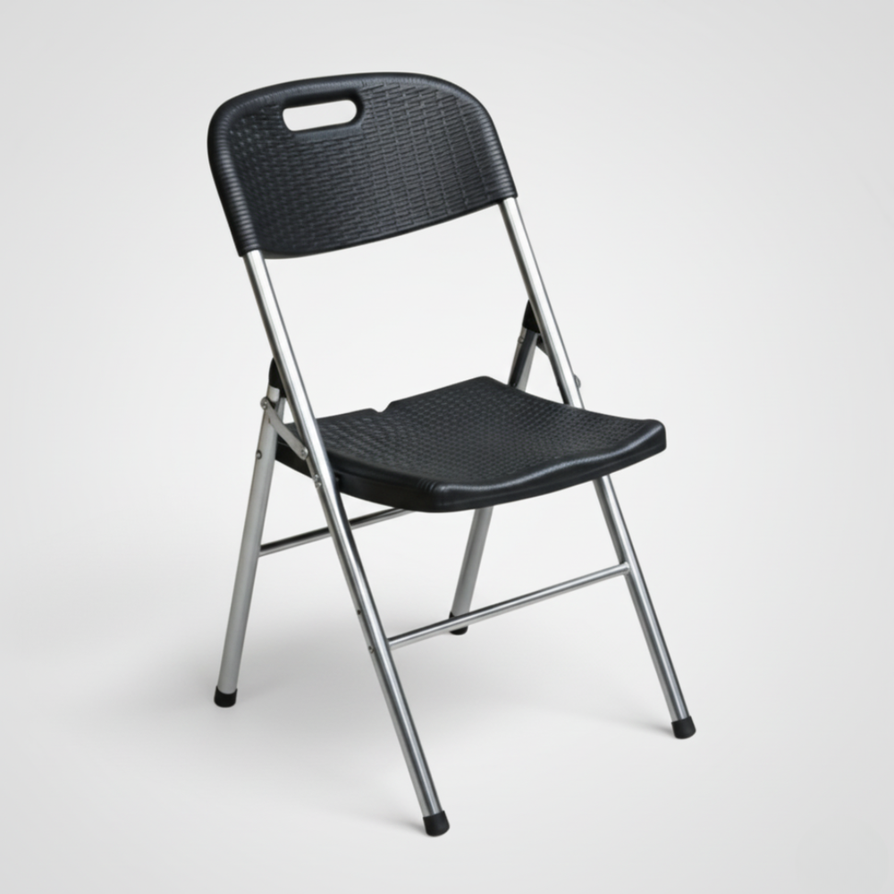 Rattan Folding Chair – Extra Sturdy, Ergonomic & Weather-Resistant (Black)