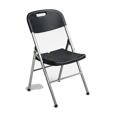 Rattan-Style Folding Chair, Black