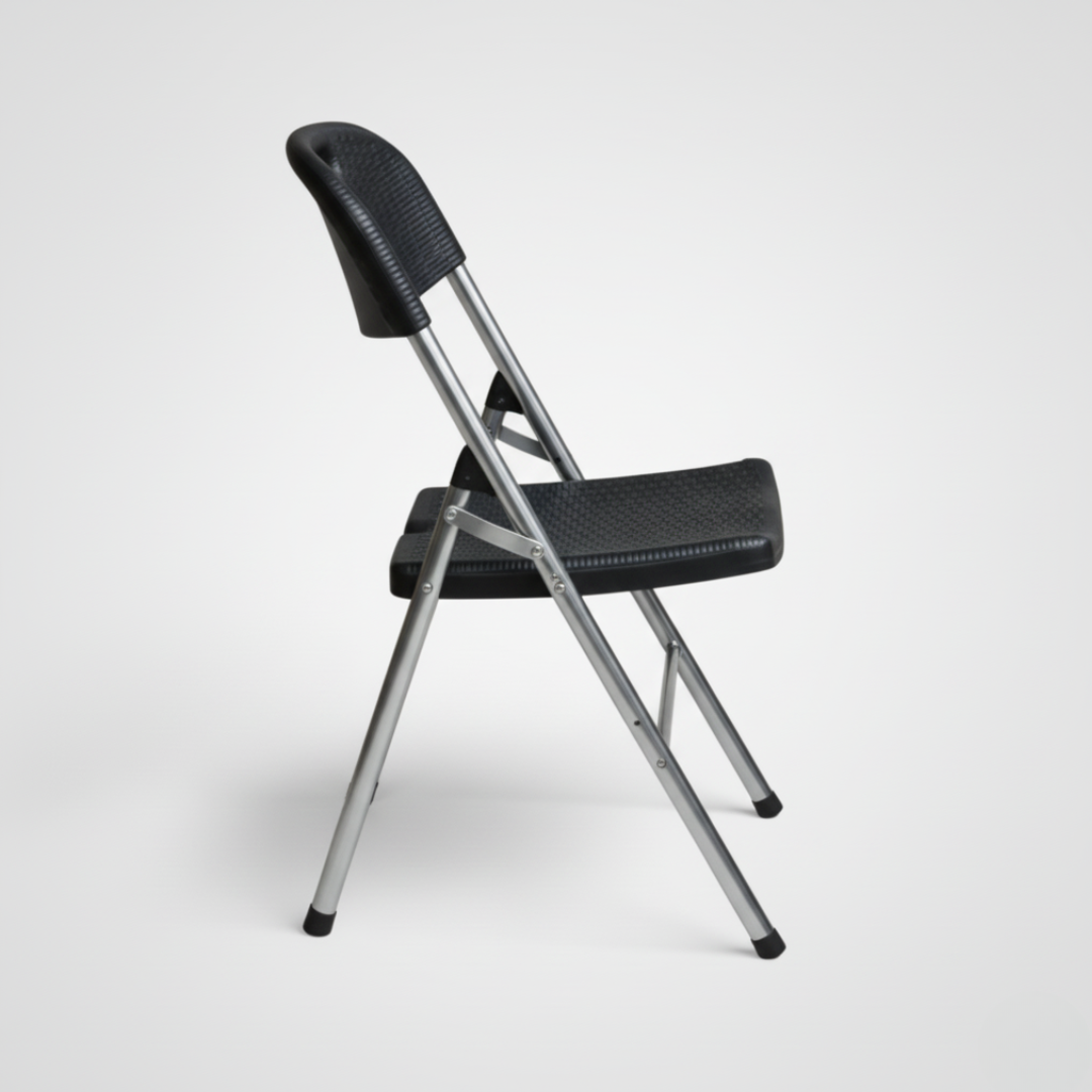 Rattan Folding Chair – Extra Sturdy, Ergonomic & Weather-Resistant (Black)