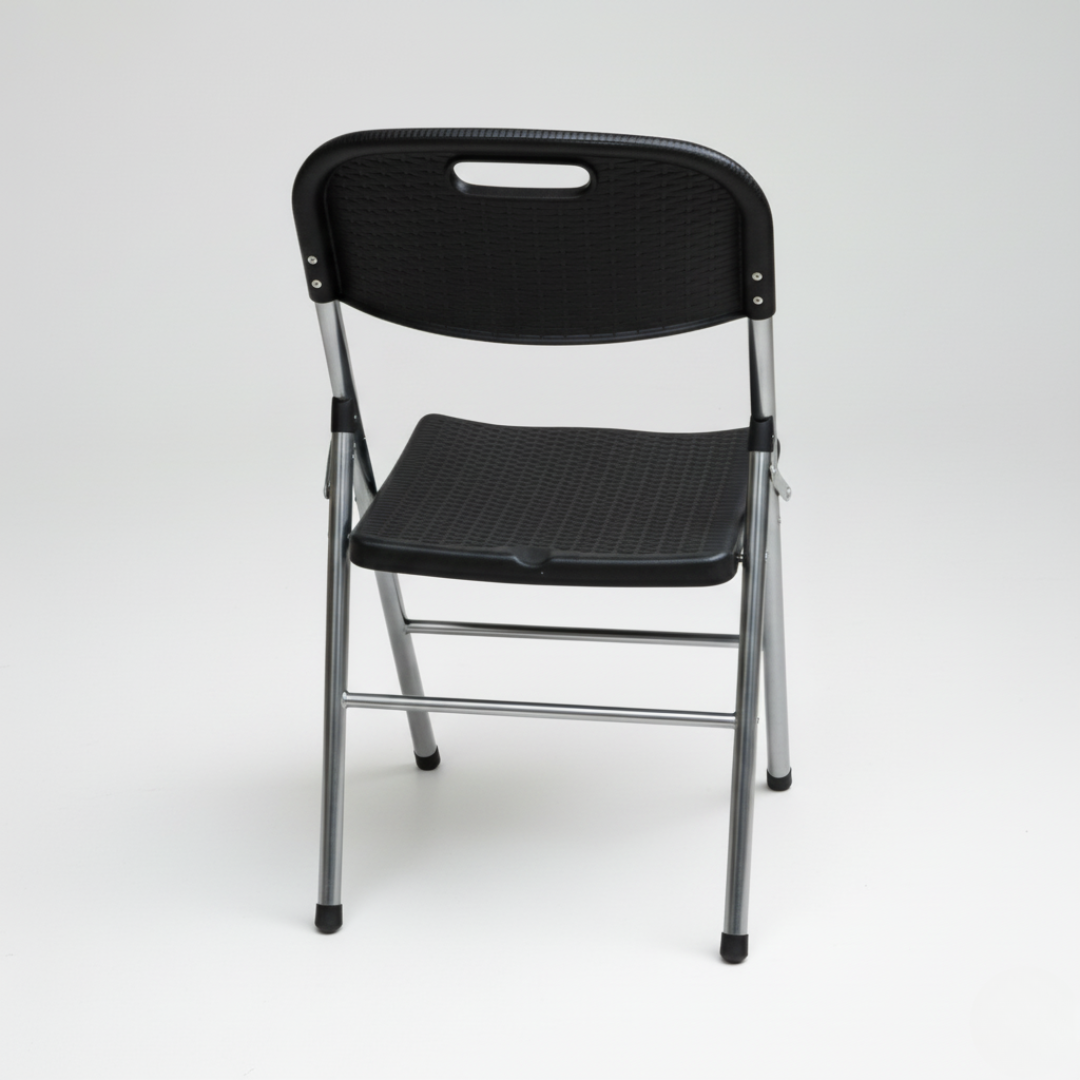 Rattan Folding Chair – Extra Sturdy, Ergonomic & Weather-Resistant (Black)