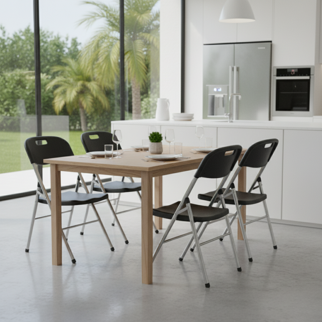 Rattan Folding Chair – Extra Sturdy, Ergonomic & Weather-Resistant (Black)