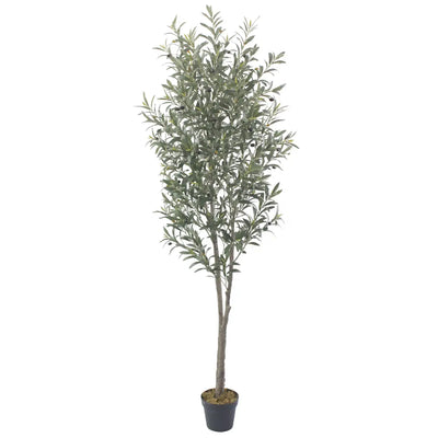Artificial Olive Tree, Slim Trunk, Tall Narrow Crown, with Pot, 210 cm