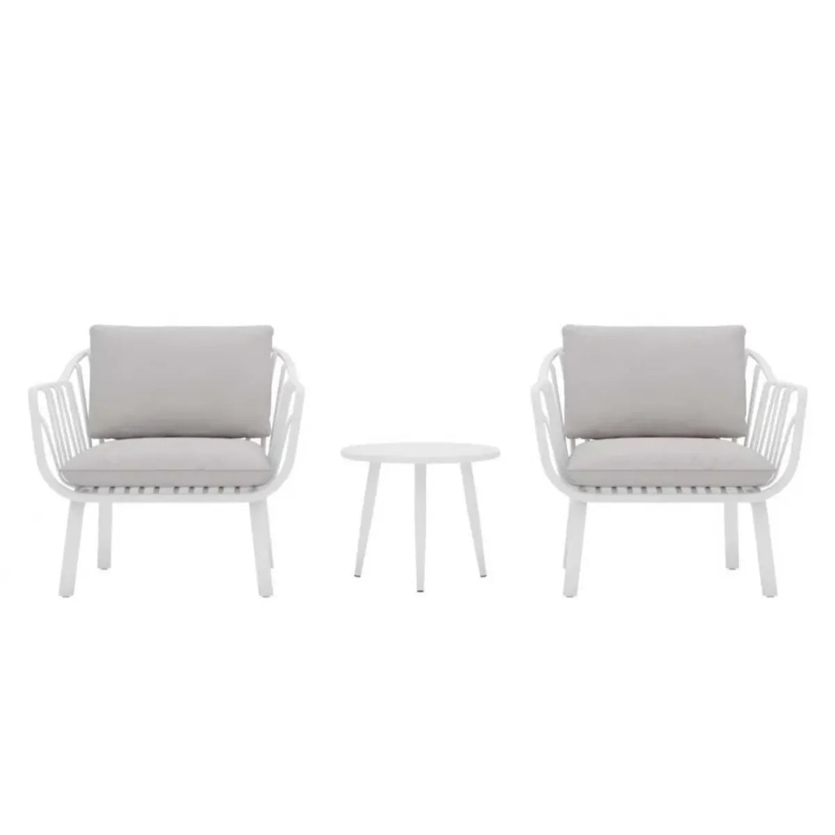Aria Bistro Set – Modern, Weather-Resistant Outdoor Seating with Cushions (White)