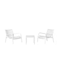Linea Bistro Set – Modern Fiberglass-Reinforced Outdoor Seating with Coffee Table (White)
