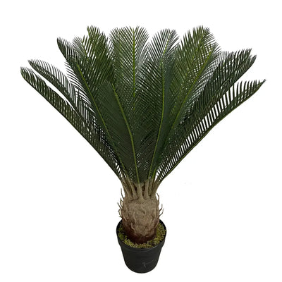 Artificial Sago Palm, Dense Dark Green Fronds, with Pot, 82 cm