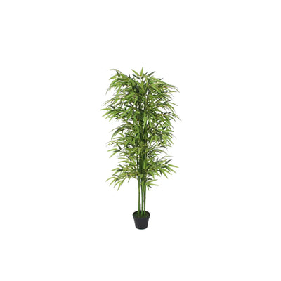 Artificial Bamboo Tree, Slim Dark Green Cluster, with Pot, 160 cm