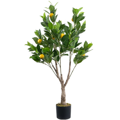 Artificial Lemon Tree, Dark Leaves, Branching Crown, with Pot, 115 cm