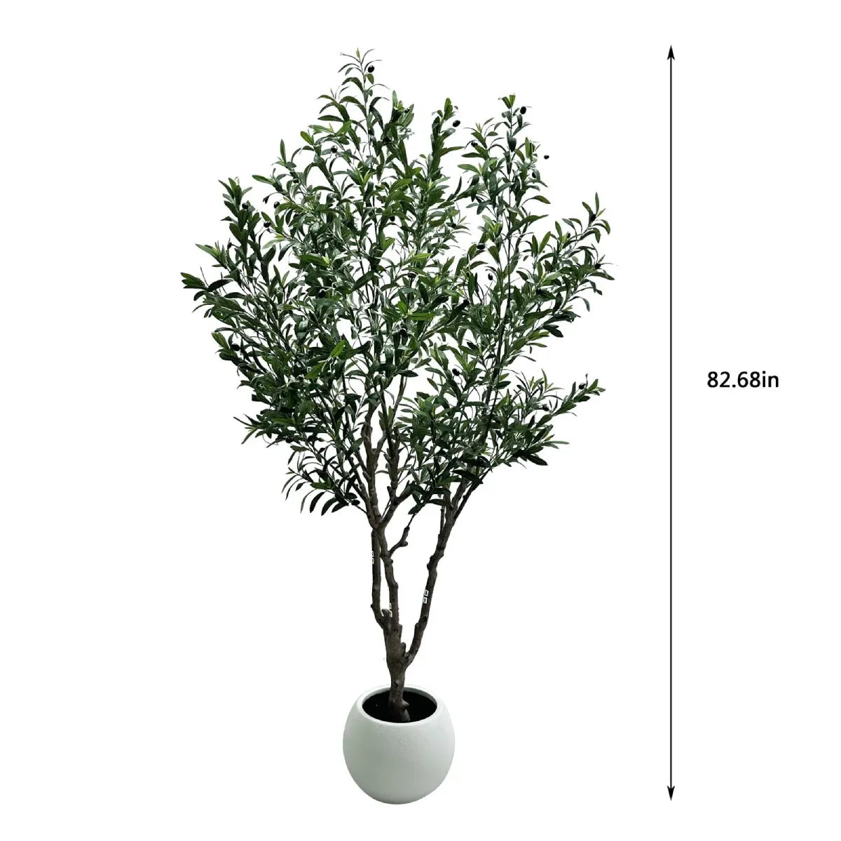 Marcolo 210cm artificial olive tree with height dimensions.