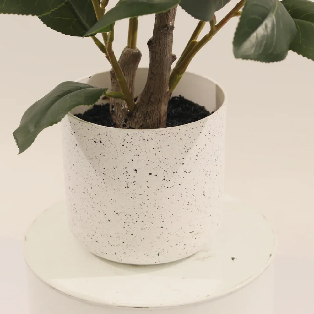Artificial 50cm orange camellia in a white pot by Marcolo.