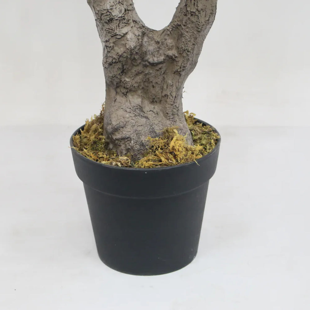Marcolo 150cm artificial bougainvillea tree base with realistic thick trunk and moss in a black pot.