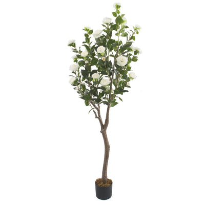 Artificial Camellia Tree with Pot, White, 180 cm