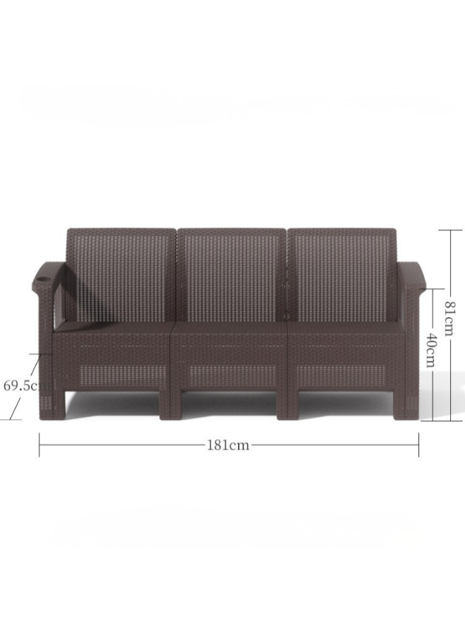 5-Seater Sofa Lounge Set – 3-Seater, 2 Armchairs, Coffee Table & Cushions – Outdoor Rattan Design