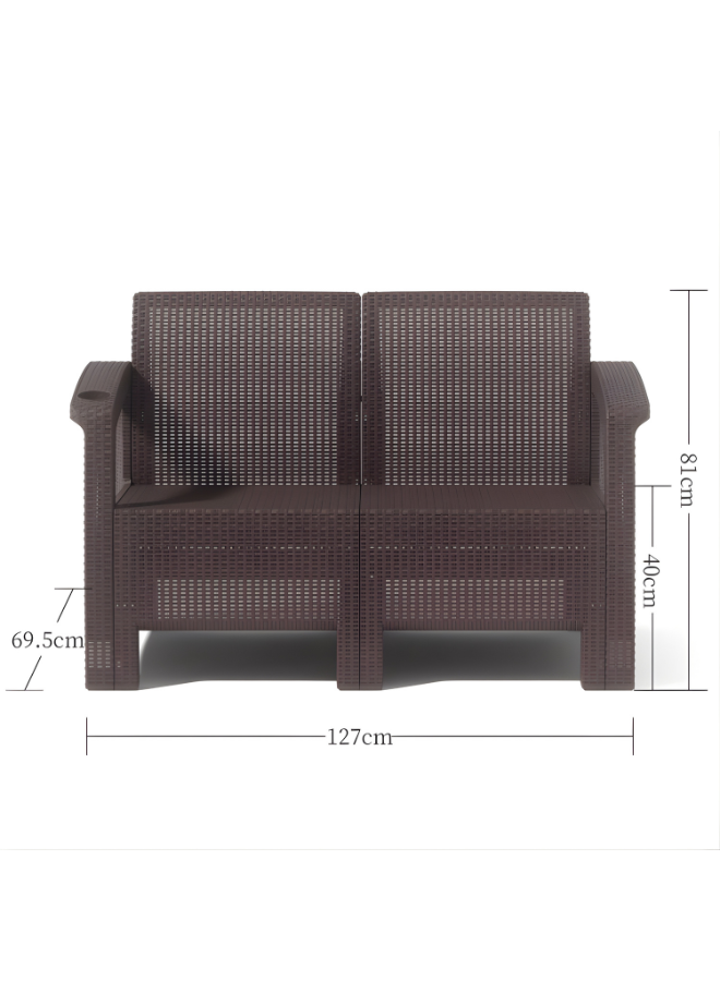 4-Seater Sofa Lounge Set – 2-Seater, 2 Armchairs, Coffee Table & Cushions – Outdoor Rattan Design