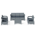 6-Seater Havana Outdoor Sofa Set – Modern Rattan-Style Seating with 2 Coffee Tables & Grey Seat and Back Cushions