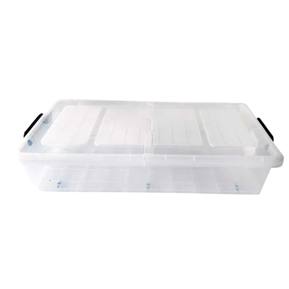 35L Underbed Storage Box with Lid – Transparent Stackable Organizer with Handles