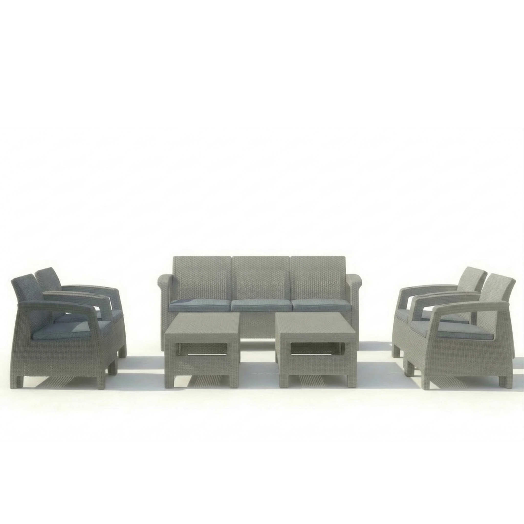 7-Seater Havana Outdoor Sofa Set – Modern Rattan-Style Seating with Coffee Table & Seat Cushions (Grey or Dark Brown Options)