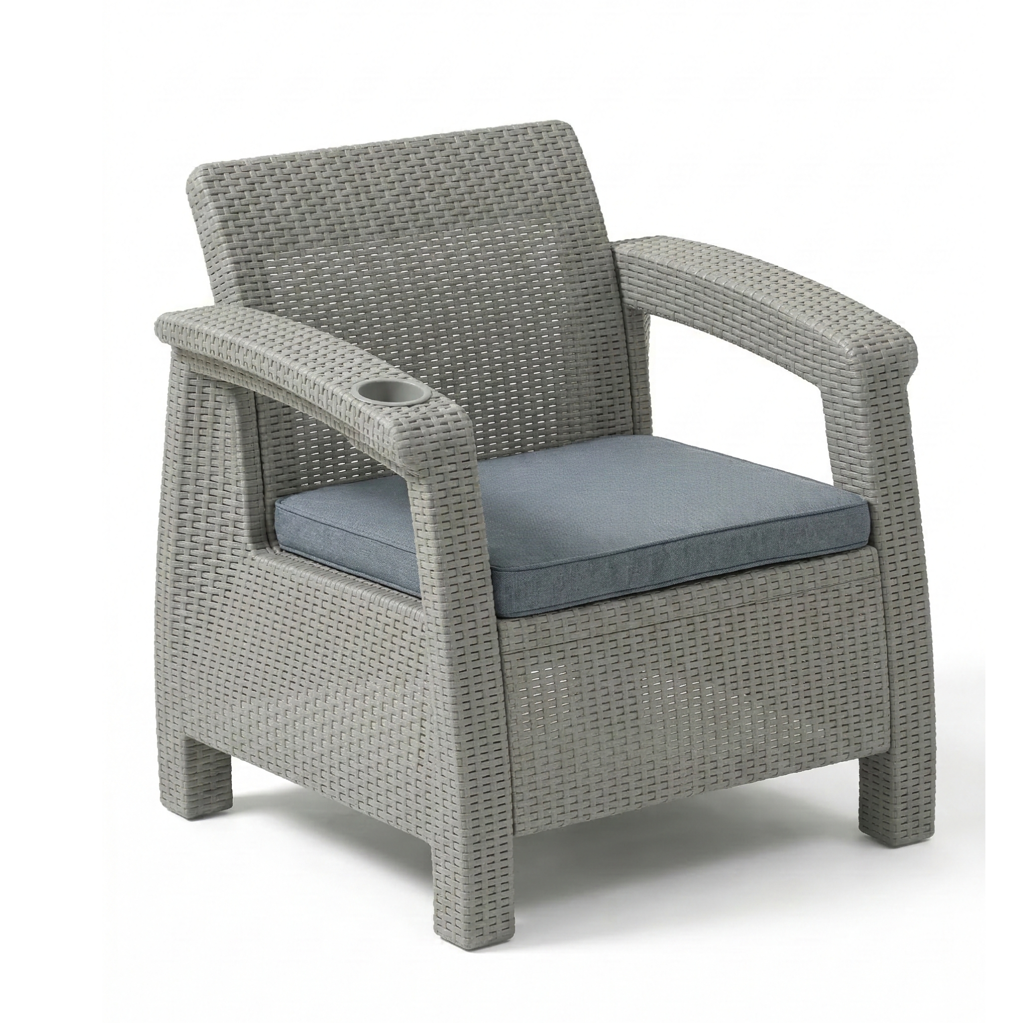 4-Seater Havana Outdoor Sofa Set – Modern Rattan-Style Seating with Coffee Table & Grey Seat and Back Cushions