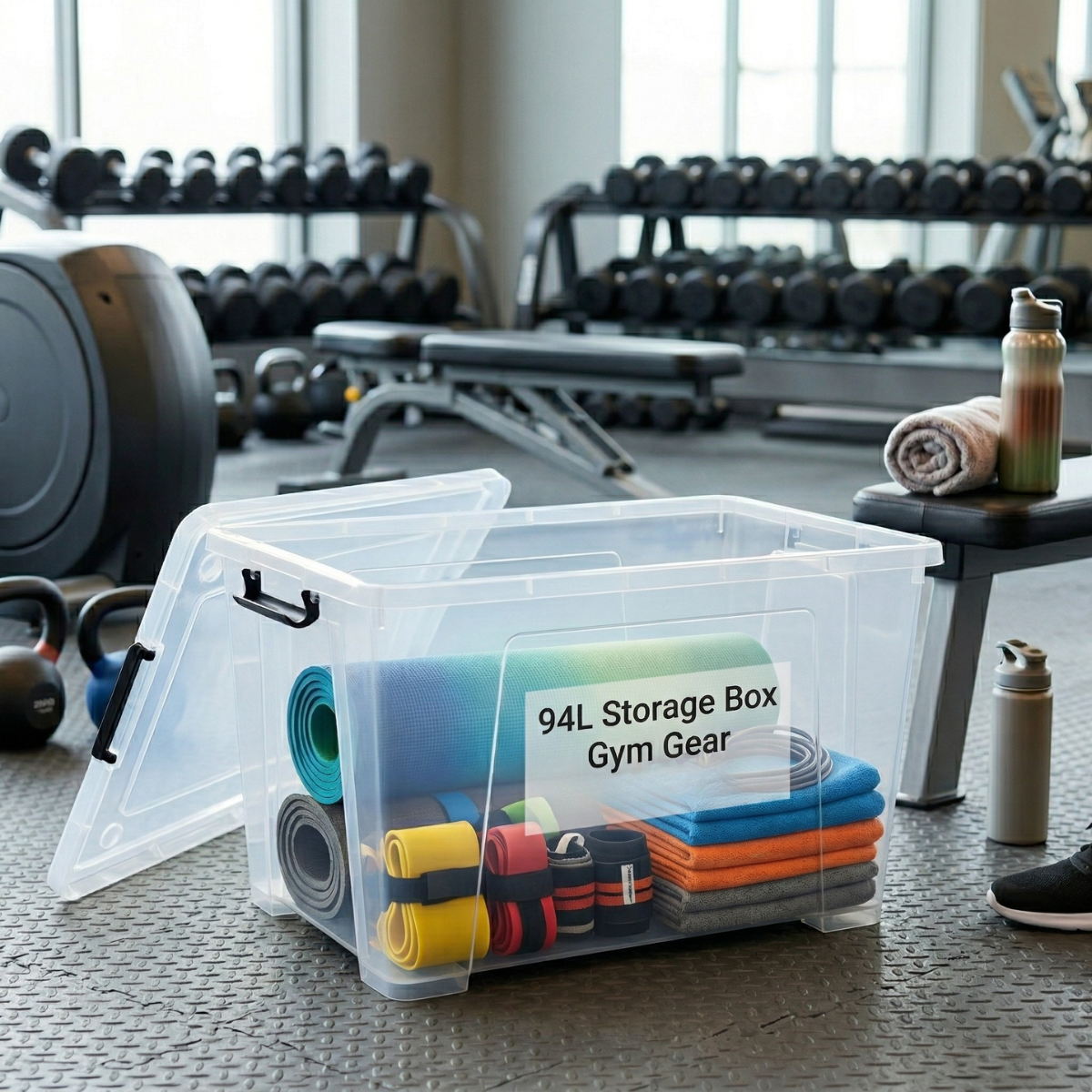 94L Storage Box with Lid – Heavy-Duty Stackable Organizer (68×48×40 cm)