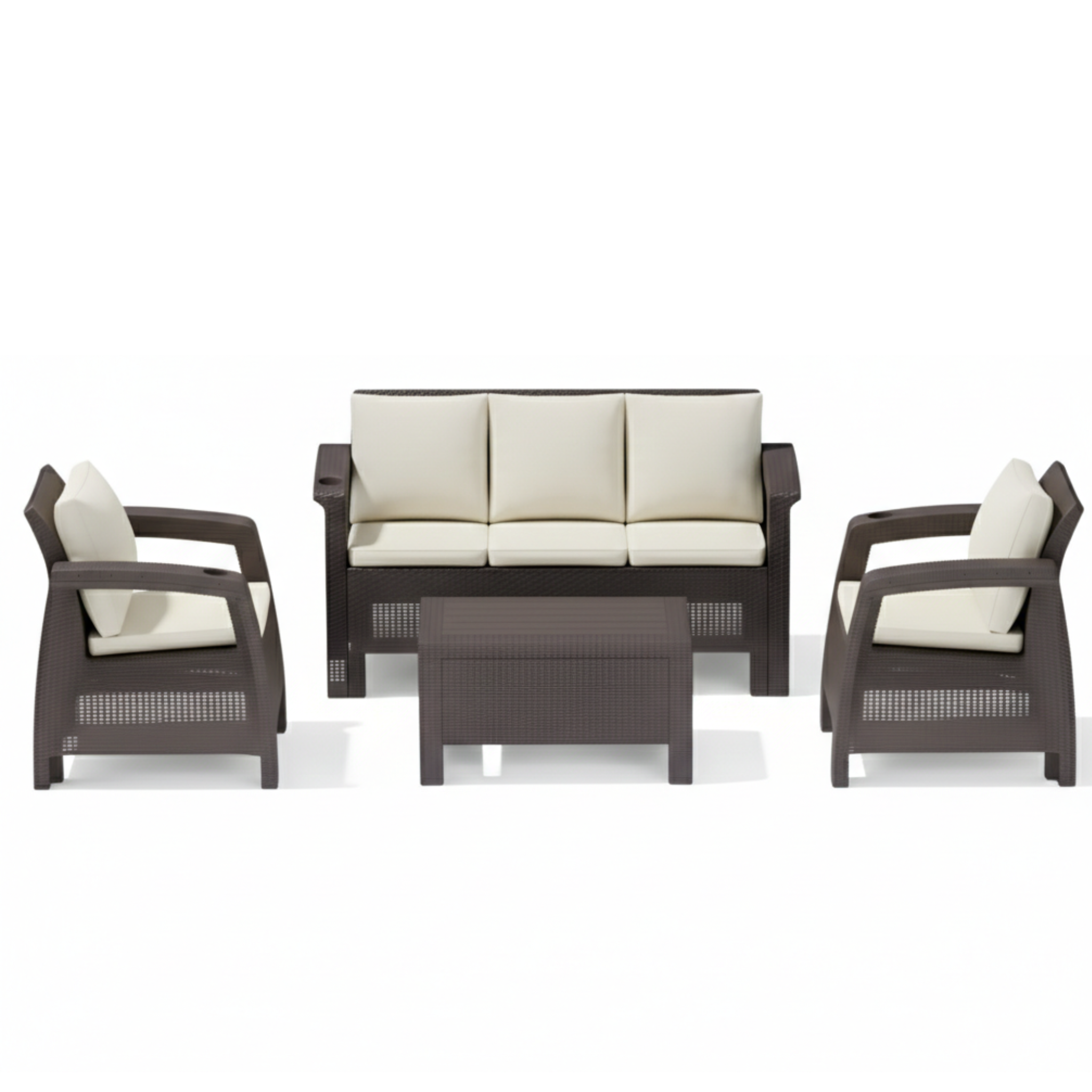 5-Seater Havana Outdoor Sofa Set – Modern Rattan-Style Seating with Coffee Table & Seat and Back Cushions