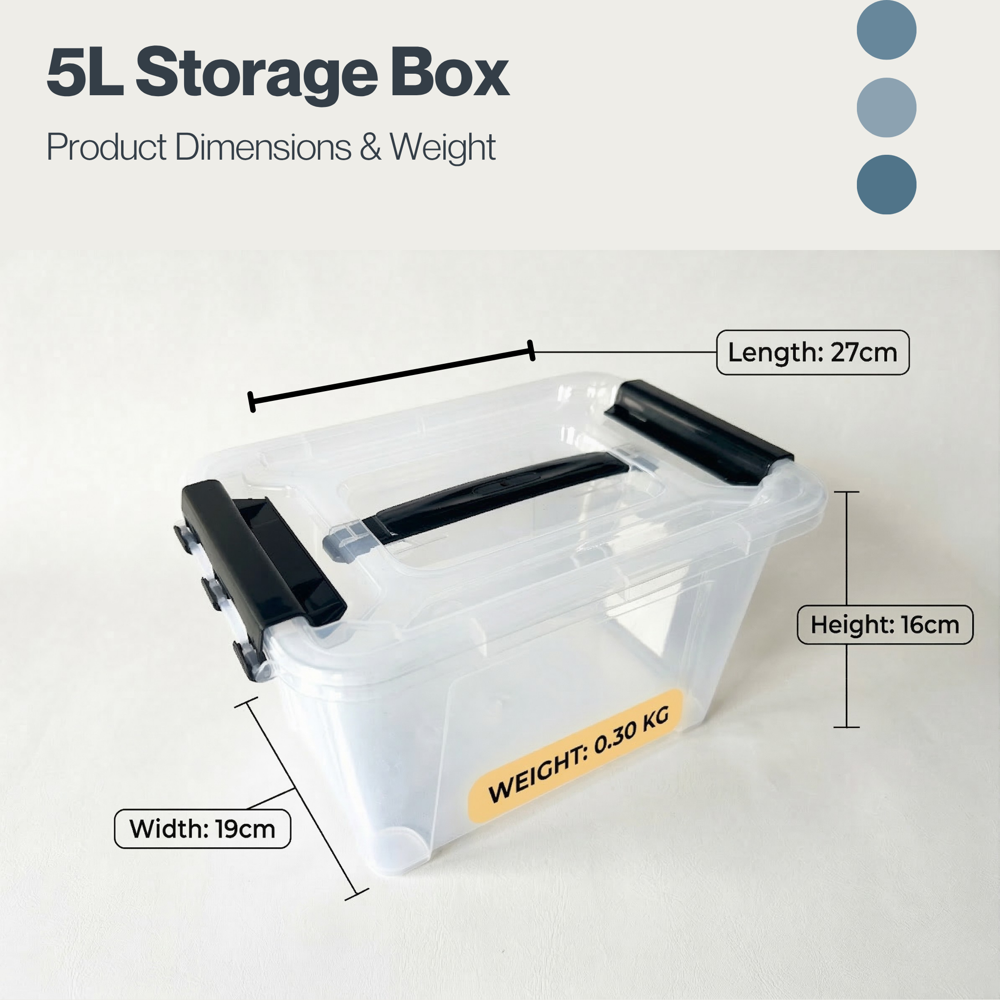 5L Plastic Storage Box with Lid – Transparent Stackable Organizer with Clip Locks & Handle